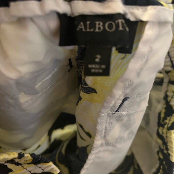 Talbots Women’s Linen Blend Lightweight Navy/Yellow Floral Pants Size 2 - Picture 4 of 5